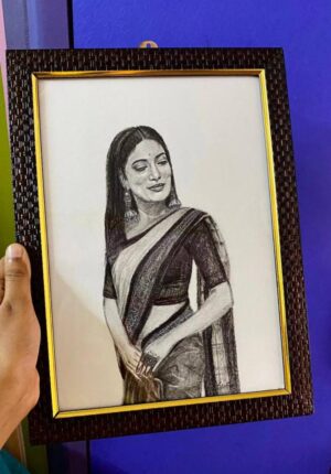 Hand Sketched Portrait with frame