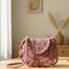 Shell Serenity : Hand-Crocheted Dusty Rose Sling Bag