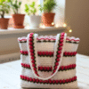 Tulips in Bloom" Tote Bag: Festive White & Red Carryall