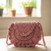 Shell Serenity : Hand-Crocheted Dusty Rose Sling Bag