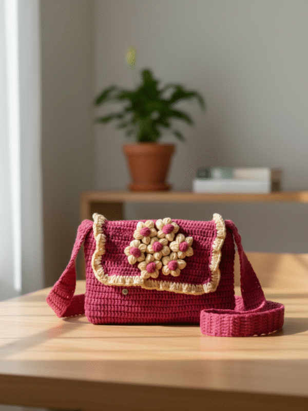 Blossom Burst: Statement Floral Crocheted Flap Bag