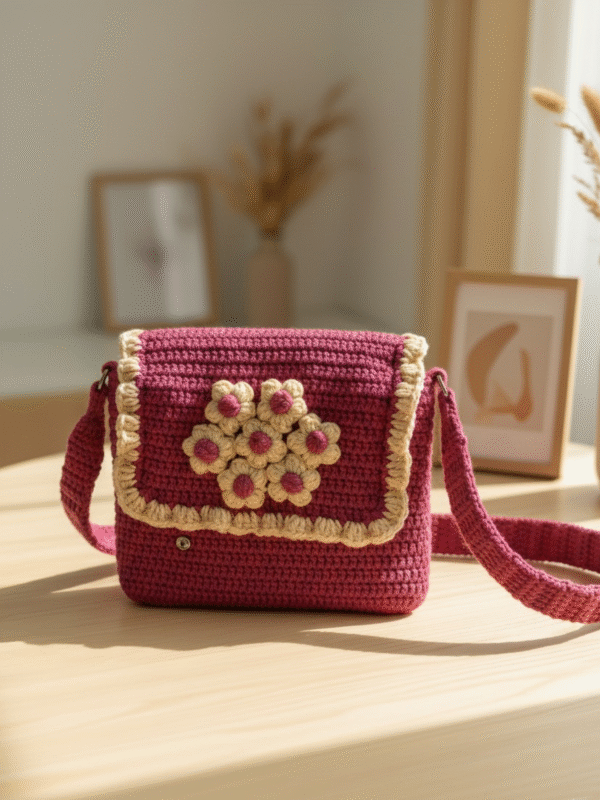 Blossom Burst: Statement Floral Crocheted Flap Bag