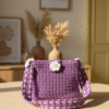 'Dainty Daisy' Shoulder Bag: Hand-Crocheted Crossbody in Royal Plum